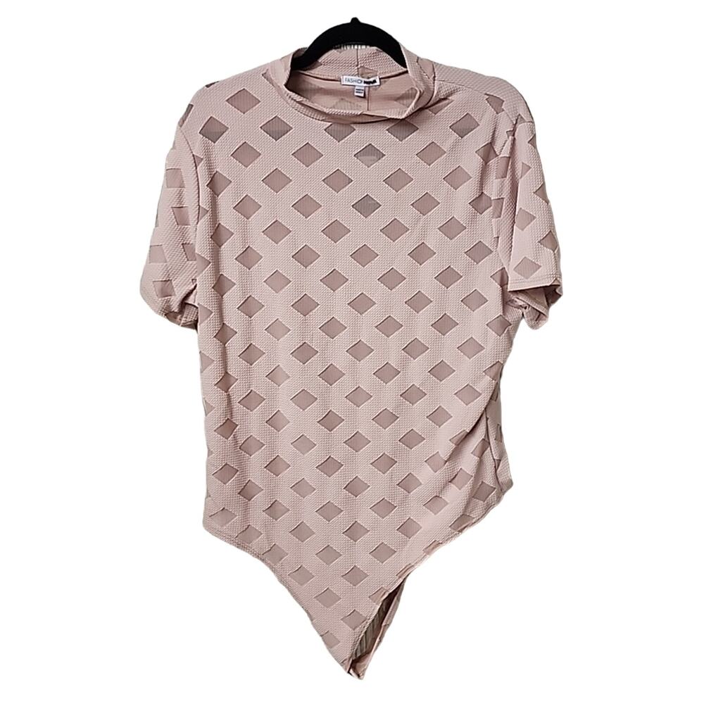 Fashion Nova Edges That Scratch Short Sleeve Bodysuit Womens Plus Size 2X NEW